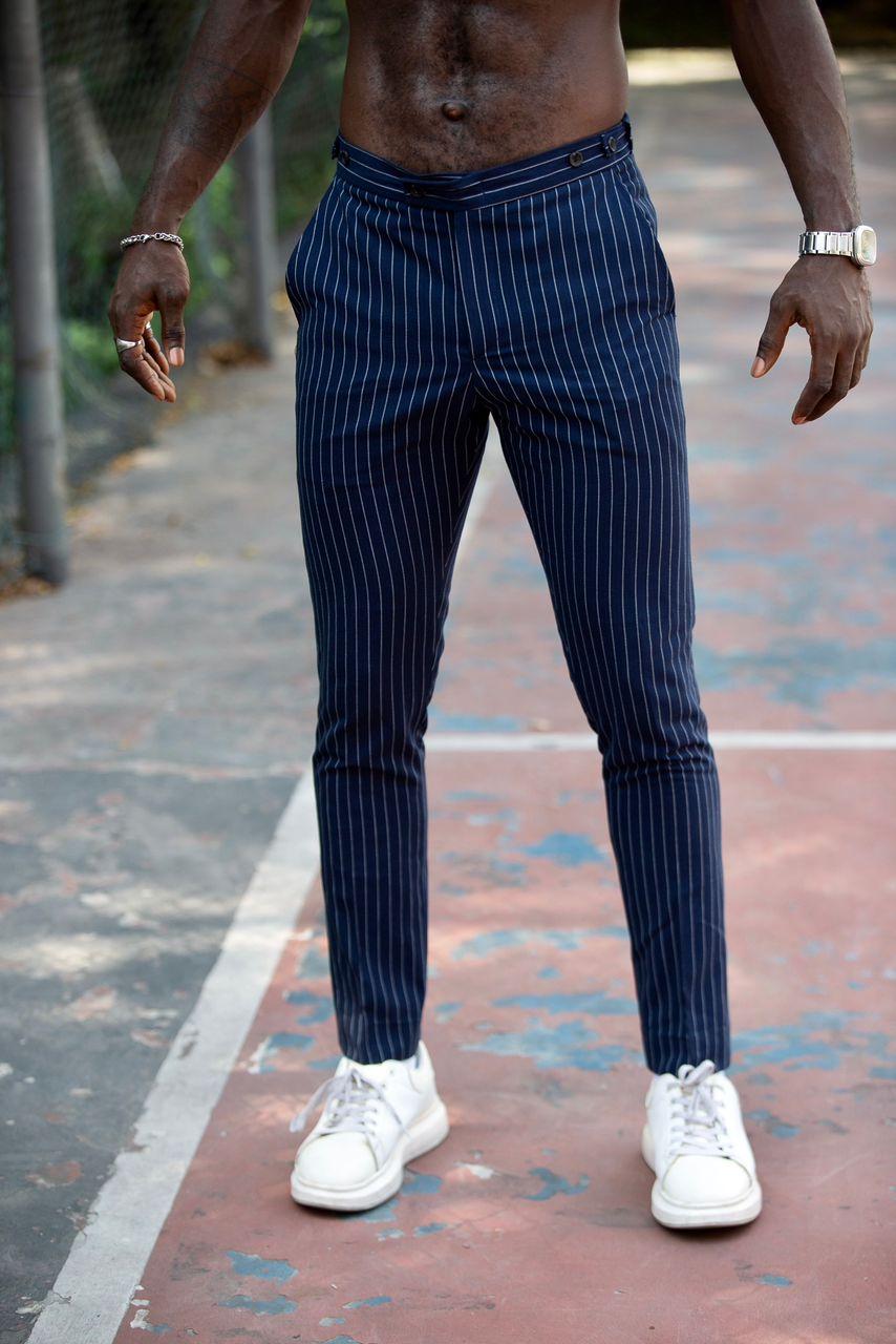 Blue Stripe Pant Trouser - Eccentric NG