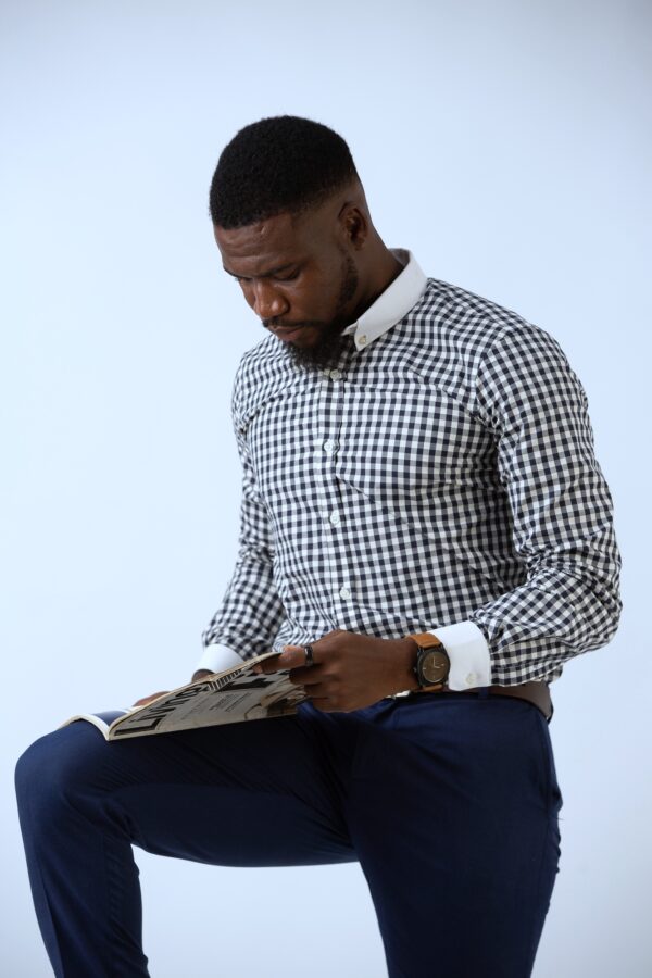 Navy Gingham Work Shirt