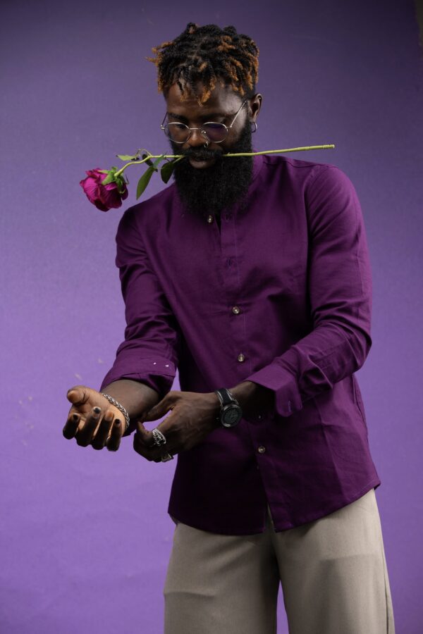 Purple Grandad Linen
