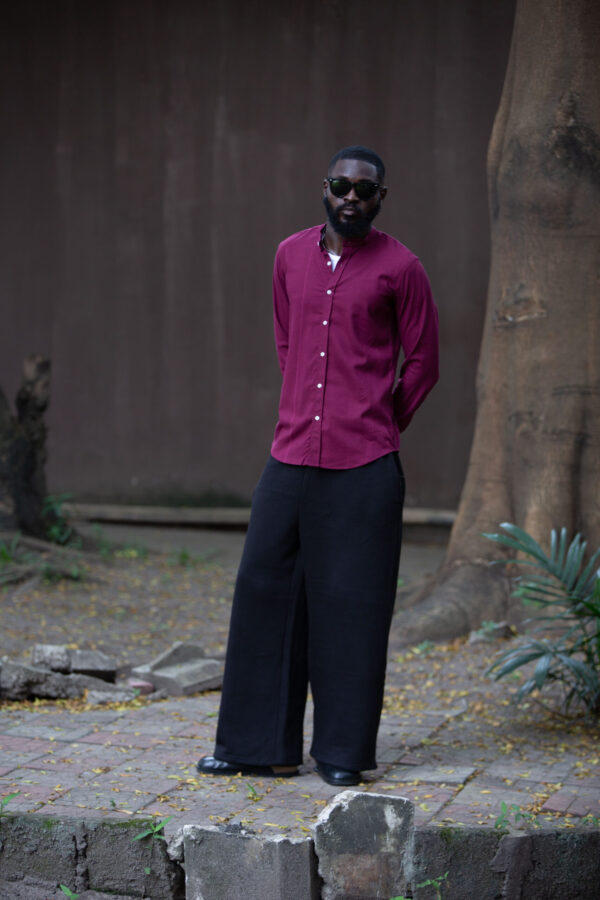 Burgundy Grandad Shirt
