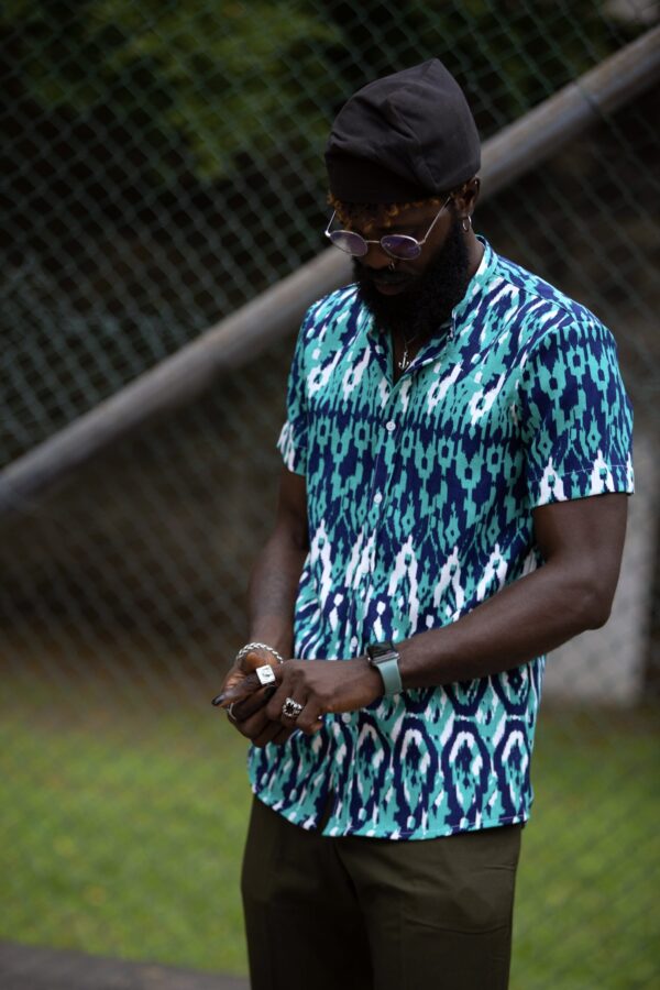 Teal Grid Shirt