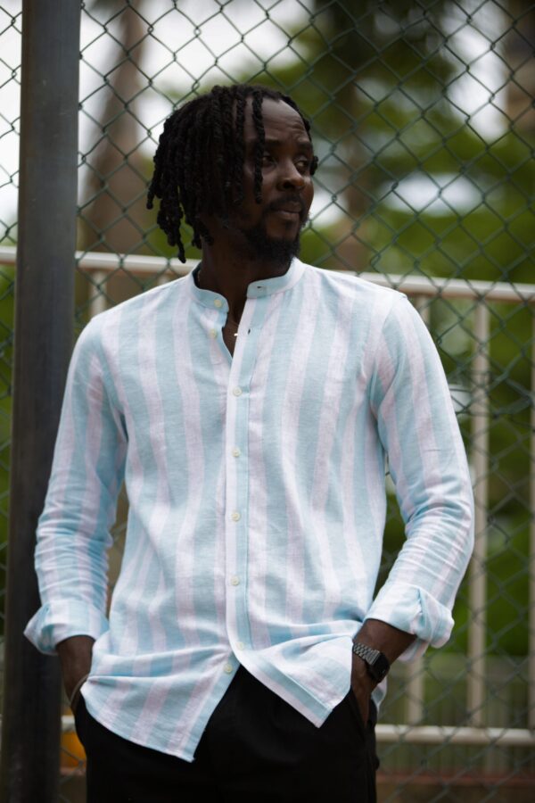 Green Stripe Grandad Shirt